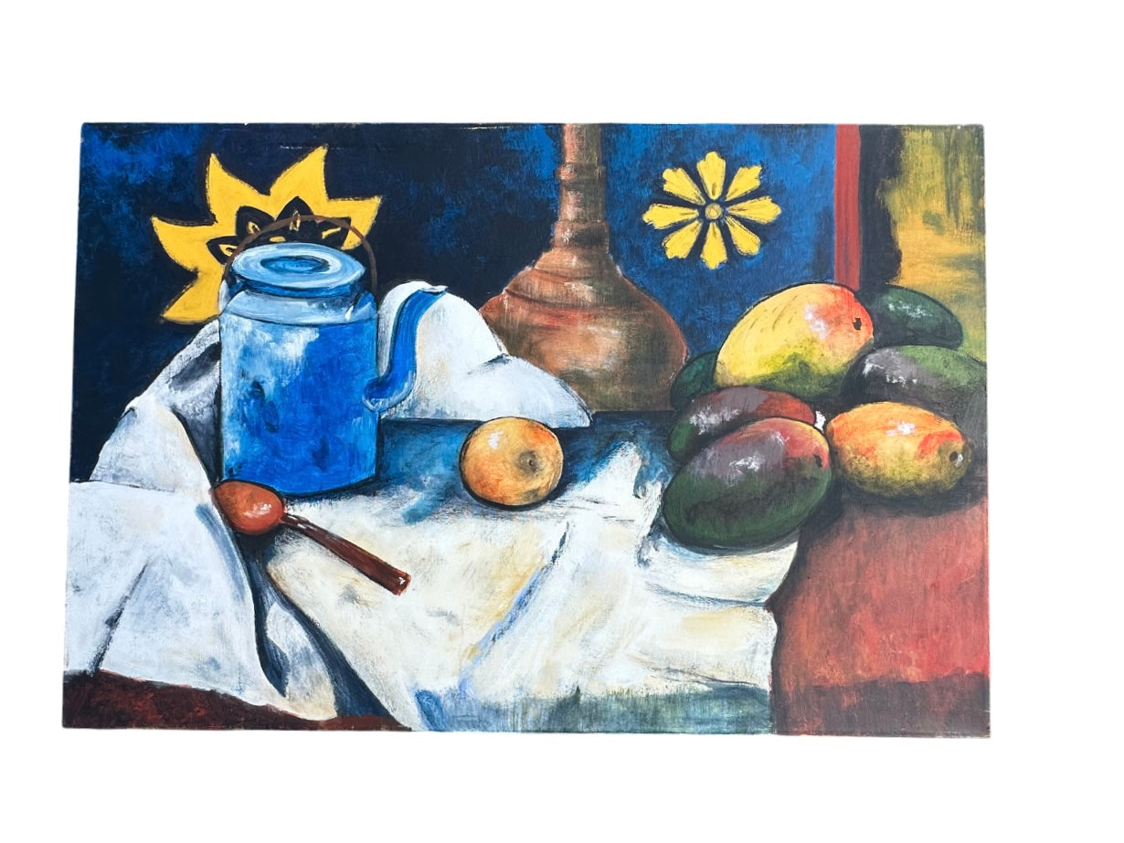 Still Life with Teapot and Fruit," an oil on canvas painting by Paul Gauguin